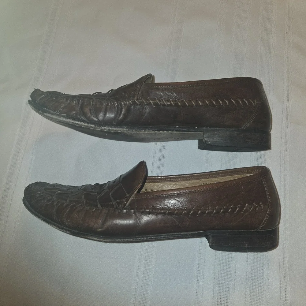 Florsheim Mens Woven Leather Slip On Loafers Oxford Dress Shoes Size 12